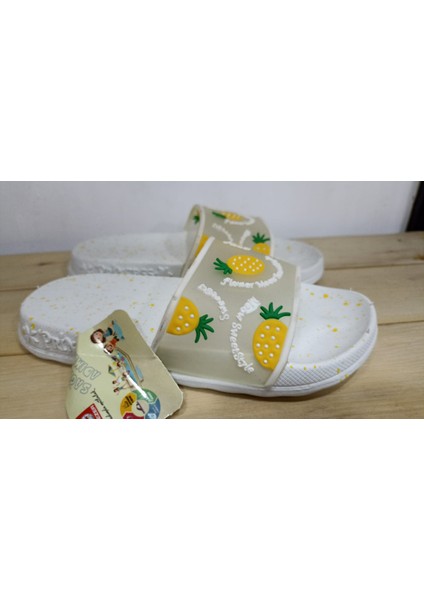 Yazlık Kız Çocuk Ananas Desenli Rahat Taban Günlük Terlik modelleri