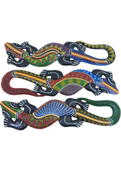 Renkli Ahşap Kertenkele Duvar Dekoru, 100 Cm, Doğal ve El Işçiliği Hediyelik