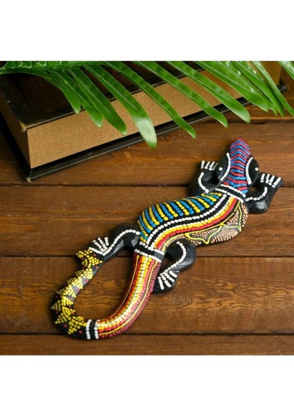 Renkli Ahşap Kertenkele Duvar Dekoru, 100 Cm, Doğal ve El Işçiliği Hediyelik modelleri