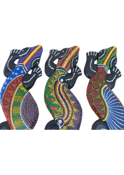 Renkli Ahşap Kertenkele Duvar Dekoru, 100 Cm, Doğal ve El Işçiliği Hediyelik indirimleri