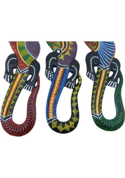 Renkli Ahşap Kertenkele Duvar Dekoru, 100 Cm, Doğal ve El Işçiliği Hediyelik