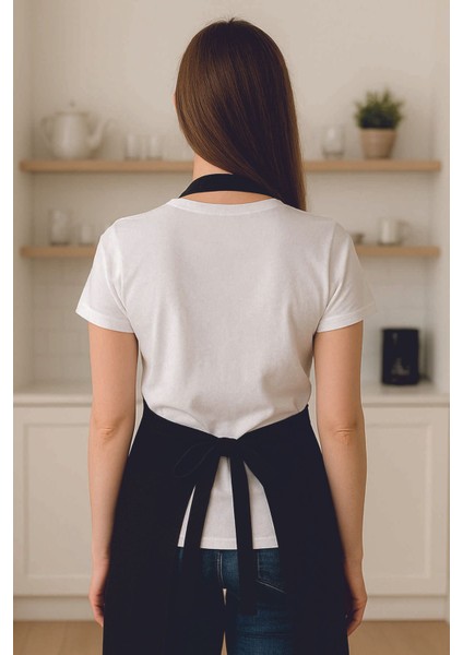 Kişiye Özel Altın Papatya Tasarımlı Siyah Mutfak Önlüğü fiyatları