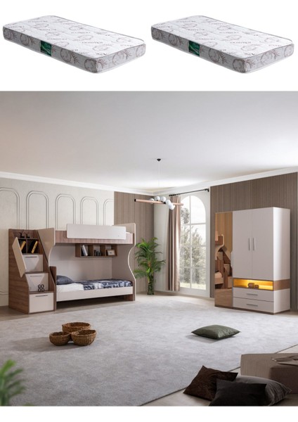 Ranza, Milano 2li Ranza 3 Kapaklı Dolap 2 Adet Comfort Yatak