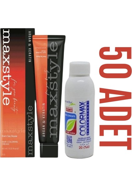 Kuaför Seti 60 ml 50 Adet Saç Boyası + 50 Adet 90 ml Oksidan