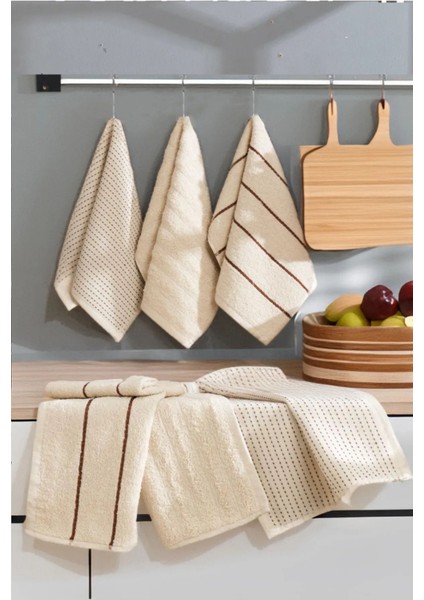 6'lı 30X50 cm Bej Mutfak Havlusu Seti, Şık ve Kullanışlı Mutfak Aksesuarları modelleri