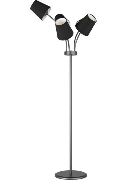 Florina Modern Siyah Metal Siyah 5 Kumaş Başlıklı Asimetrik Metal Lambader fiyatları