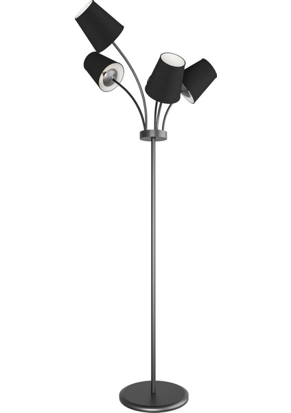 Florina Modern Siyah Metal Siyah 5 Kumaş Başlıklı Asimetrik Metal Lambader modelleri
