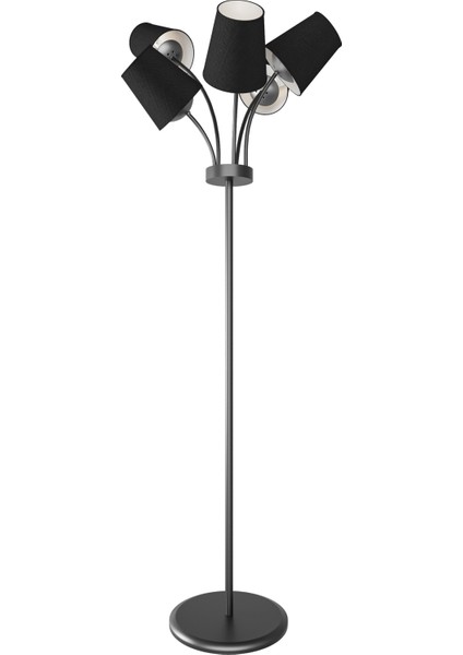Florina Modern Siyah Metal Siyah 5 Kumaş Başlıklı Asimetrik Metal Lambader fırsatları