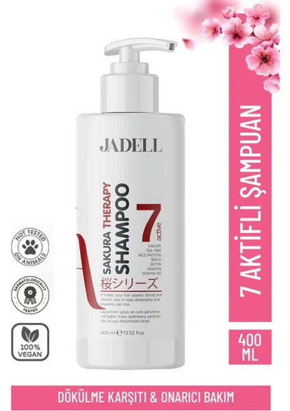 Sakura Therapy Shampoo 7ACTIVE ( Sakura Çiçeği,biotin,keratin,vitamin B5 ) Onarıcı Besleyici Şampuan 400 ml