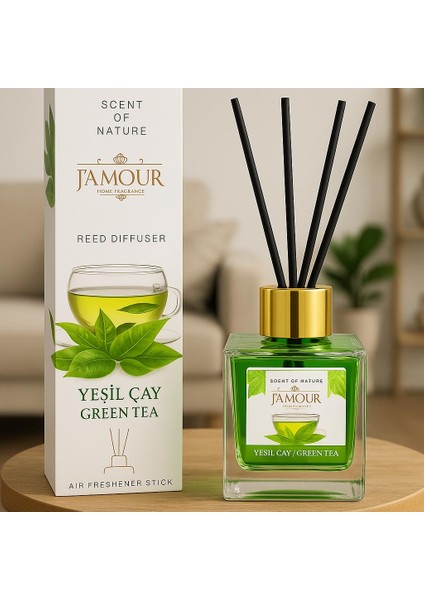 Yeşil Çay Bambu Çubuklu Oda Kokusu 100 ml – Ferahlatıcı ve Doğal Esinti