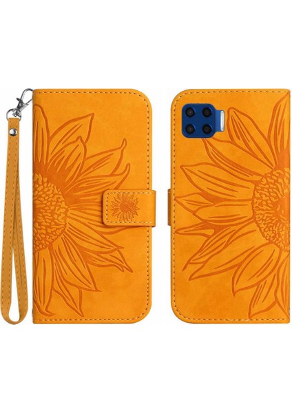 Motorola Moto G 5g Artı Kabartmalı Ayçiçeği Lüks Pu Deri Flip Case (Yurt Dışından)