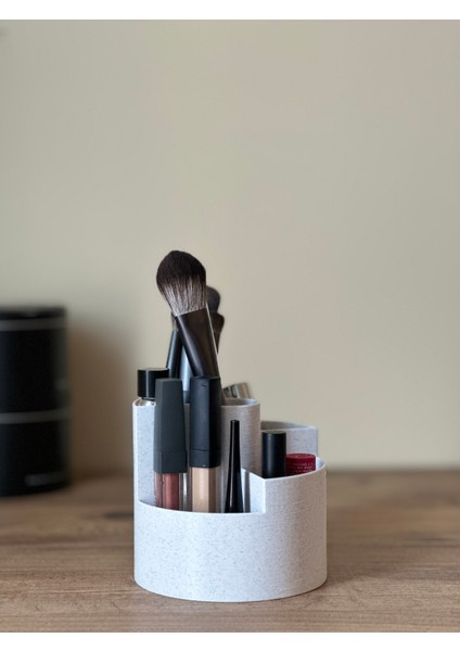 Modern 5 Bölmeli Makyaj Organizeri - Mermer Dokulu Beyaz - 10CM fiyatları