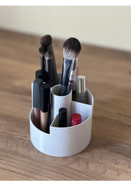 Modern 5 Bölmeli Makyaj Organizeri - Mermer Dokulu Beyaz - 10CM fırsatları