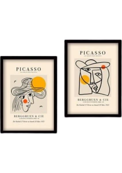 Picasso | Çerçeveli 2'li Mdf Sanat Tablosu | Modern Ev Ofis Dekorasyonu