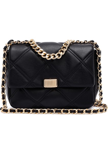 Kadın Siyah Uzun Askılı Kapitone Çapraz Çanta 25ABD2709KP