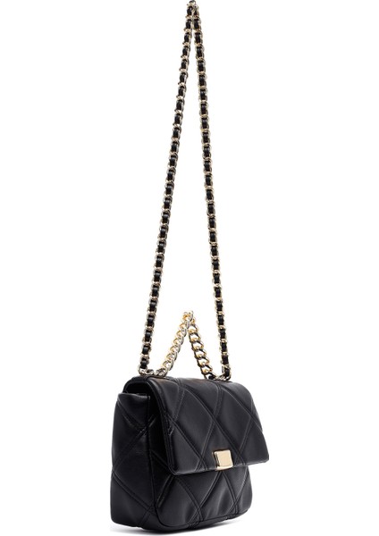 Kadın Siyah Uzun Askılı Kapitone Çapraz Çanta 25ABD2709KP