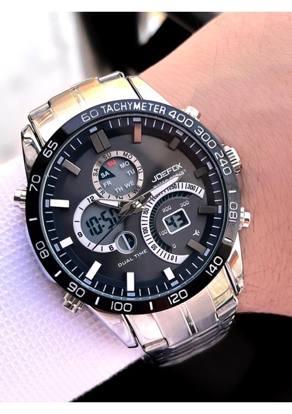 Çelik Kordon Digital ve Analog 2 Yıl Garantili 3 Atm Suya Dayanıklı Erkek Kol Saati JOE.CL01