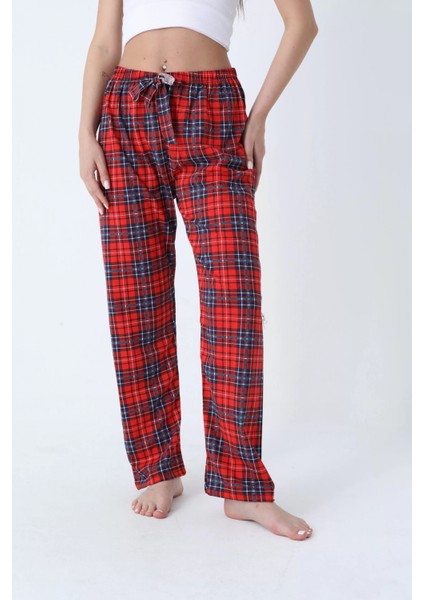 Ekose Desenli Beli Lastikli Unisex Pijama Altı