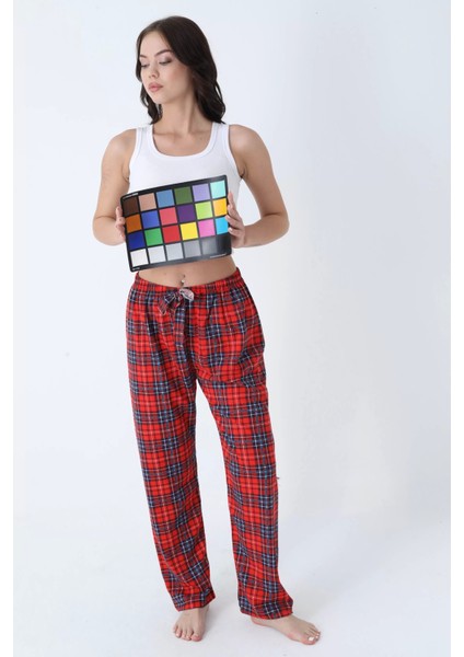 Ekose Desenli Beli Lastikli Unisex Pijama Altı modelleri