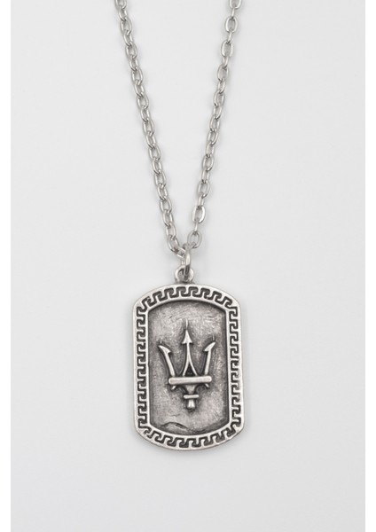 Poseidon - Mızrak Zincir Kolye - Gümüş Kaplama - Erkek Kadın Kolye - KOD:1598