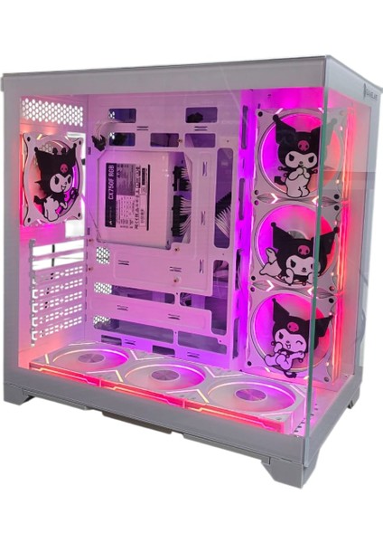 Kuromi Karakterli 7 Argb Fanlı Beyaz Akvaryum Kasa