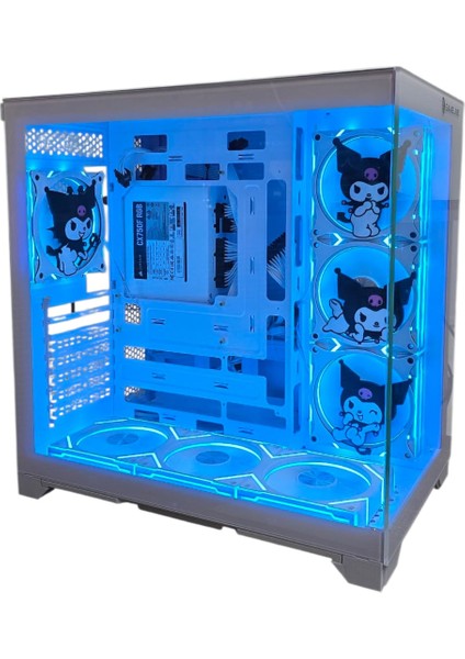 Kuromi Karakterli 7 Argb Fanlı Beyaz Akvaryum Kasa