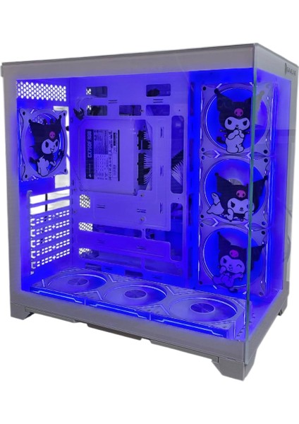 Kuromi Karakterli 7 Argb Fanlı Beyaz Akvaryum Kasa