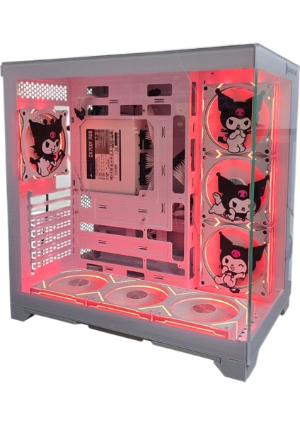 Kuromi Karakterli 7 Argb Fanlı Beyaz Akvaryum Kasa