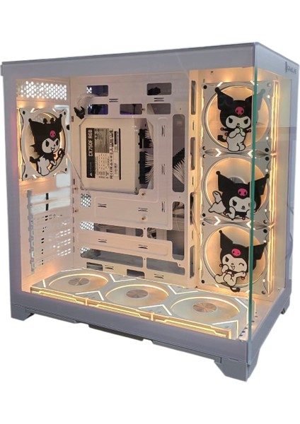 Kuromi Karakterli 7 Argb Fanlı Beyaz Akvaryum Kasa