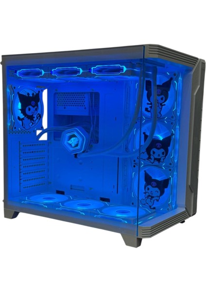 Kuromi Karakterli 7 Argb Fanlı 850W 80 Plus Bronz Power'lı 360MM Sıvı Soğutmalı Beyaz Akvaryum Kasa