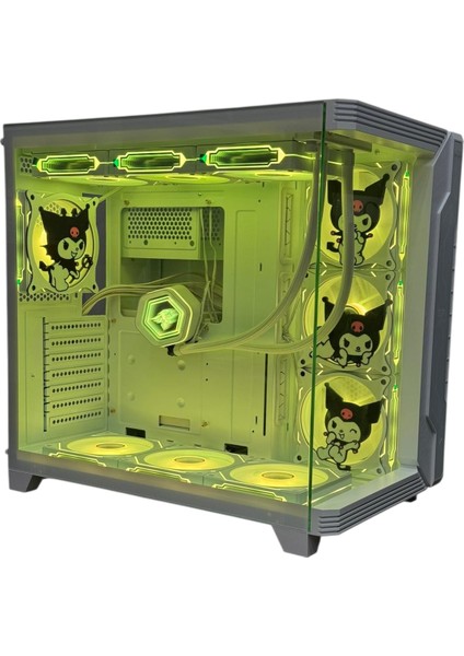 Kuromi Karakterli 7 Argb Fanlı 850W 80 Plus Bronz Power'lı 360MM Sıvı Soğutmalı Beyaz Akvaryum Kasa modelleri