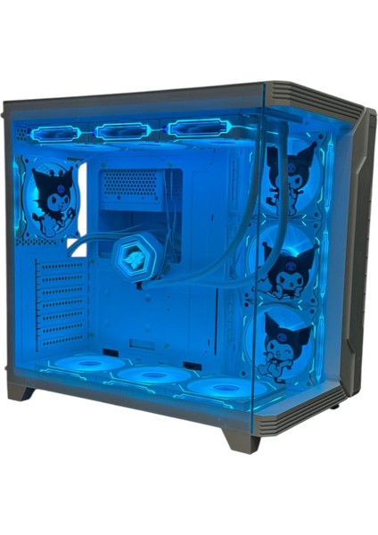 Kuromi Karakterli 7 Argb Fanlı 850W 80 Plus Bronz Power'lı 360MM Sıvı Soğutmalı Beyaz Akvaryum Kasa