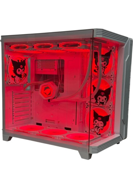 Kuromi Karakterli 7 Argb Fanlı 850W 80 Plus Bronz Power'lı 360MM Sıvı Soğutmalı Beyaz Akvaryum Kasa