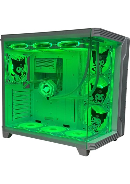 Kuromi Karakterli 7 Argb Fanlı 850W 80 Plus Bronz Power'lı 360MM Sıvı Soğutmalı Beyaz Akvaryum Kasa