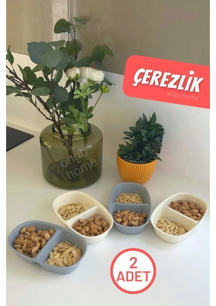 Çerezlik Kase Sosluk Iki Bölmeli Sunum Tabağı