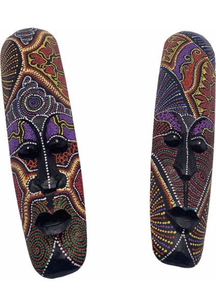 Mor Ahşap Aborjin Maske 50 Cm, Şık ve Doğal Dekoratif Ürün fiyatları