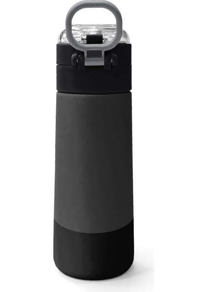 Kids Koyu Gri Siyah Desenli Pipetli ve Direkt Içim Çelik Termos 500 ml 31824 fırsatları