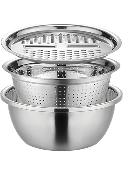 Paslanmaz Çelik Süzgeç 3'ü 1 Arada Çok Işlevli Paslanmaz Çelik Havza Süzgeç Seti Süzgeç Sepeti Salata Yapıcı Kase (Yurt Dışından)