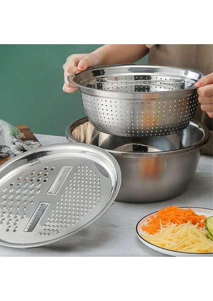 Paslanmaz Çelik Süzgeç 3'ü 1 Arada Çok Işlevli Paslanmaz Çelik Havza Süzgeç Seti Süzgeç Sepeti Salata Yapıcı Kase (Yurt Dışından) fiyatları