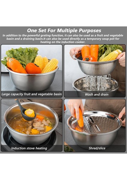 Paslanmaz Çelik Süzgeç 3'ü 1 Arada Çok Işlevli Paslanmaz Çelik Havza Süzgeç Seti Süzgeç Sepeti Salata Yapıcı Kase (Yurt Dışından) fırsatları