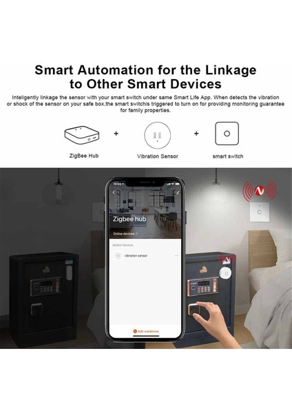 Tuya Zigbee Akıllı Titreşim Sensörü Gerçek Zamanlı Izleme Kapı Pencere Algılama Alarmı Akıllı Güvenlik Koruma Sensörü (Yurt Dışından)