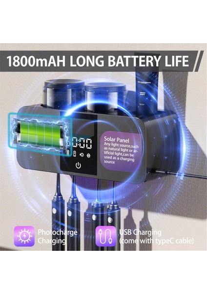 Diş Fırçası Temizleyici ve Duvara Monte Diş Fırçası Tutucuları, Temizleme ve Hava Kurutma LED Akıllı Ekran ve Zamanlayıcı Fonksiyonu (Yurt Dışından) indirimleri