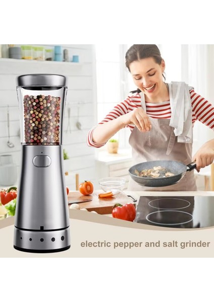 Taşınabilir Elektrikli Karabiber Değirmeni Şarj Edilebilir Otomatik Karabiber Değirmeni Elektrikli Tuz Karabiber Değirmeni 5 Ayarlanabilir Dişli (Yurt Dışından) indirimleri