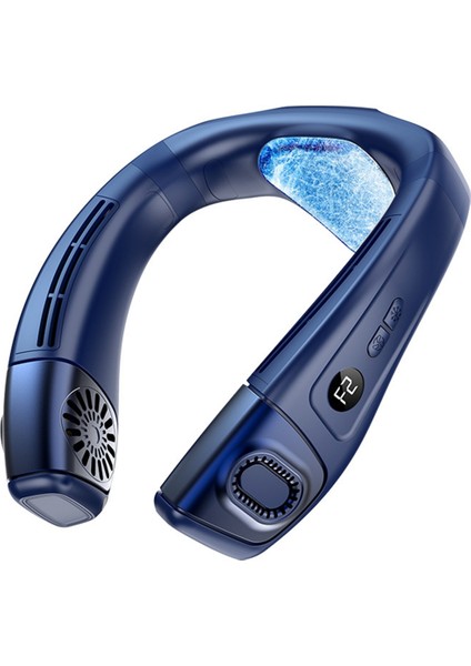 Boyun Kliması Soğuk Hava Üfleyen Fanlar Soğutma Cihazı Giyilebilir Fan, 5200MAH Pil Şarj Edilebilir Kişisel Fan Mavi (Yurt Dışından)