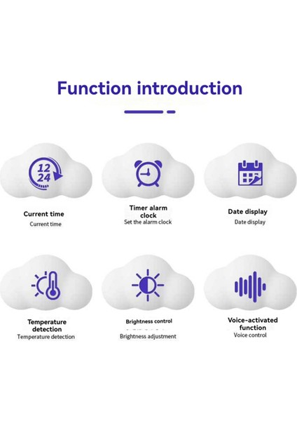 Çalar Saat Bulut Saati Başucu Erteleme Küçük Çalar Saat Öğrenci Takvimi Işıklı LED Ses Dijital USB Ev Saati A (Yurt Dışından)