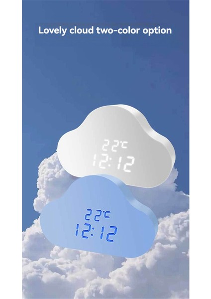Çalar Saat Bulut Saati Başucu Erteleme Küçük Çalar Saat Öğrenci Takvimi Işıklı LED Ses Dijital USB Ev Saati A (Yurt Dışından) modelleri