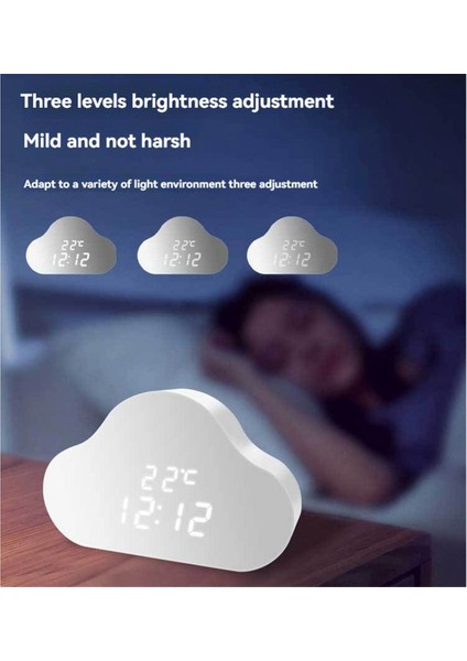 Çalar Saat Bulut Saati Başucu Erteleme Küçük Çalar Saat Öğrenci Takvimi Işıklı LED Ses Dijital USB Ev Saati A (Yurt Dışından) indirimleri