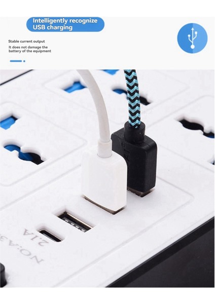Evrensel Güç Şeridi 1.8m Uzatma Kablosu Usb-C ve USB Bağlantı Noktaları Çoklu Çıkışlı Elektrik Prizi Ab Fişi Siyah (Yurt Dışından) modelleri