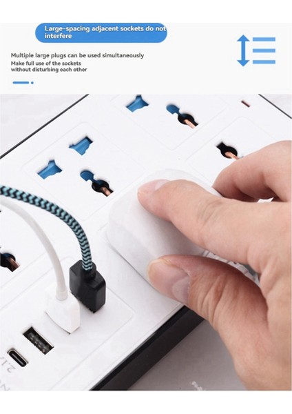 Evrensel Güç Şeridi 1.8m Uzatma Kablosu Usb-C ve USB Bağlantı Noktaları Çoklu Çıkışlı Elektrik Prizi Ab Fişi Siyah (Yurt Dışından) indirimleri