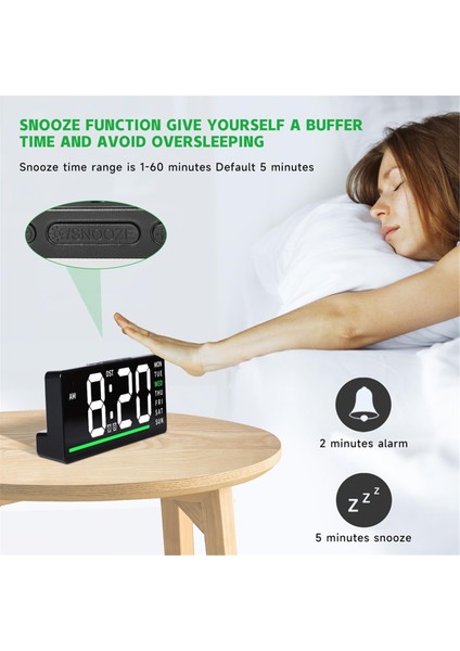 Ağır Uyuyanlar Için Yüksek Sesli Çalar Saat, Yatak Odaları Için LED Dijital Çalar Saat, Sıcaklık Tarih ve Çift Alarm (Yurt Dışından) modelleri
